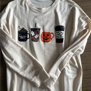 Cream Halloween Graphic Sweatshirt